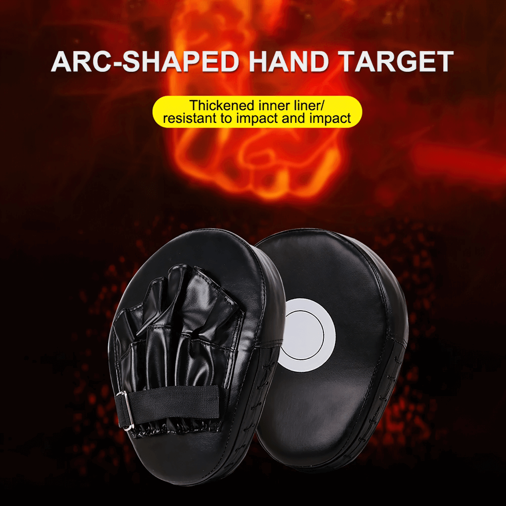 PU Leather Boxing Focus Mitts SF3154 with Target Print for Kickboxing, Muay Thai Training, Unisex, Black, Durable Shock Absorption